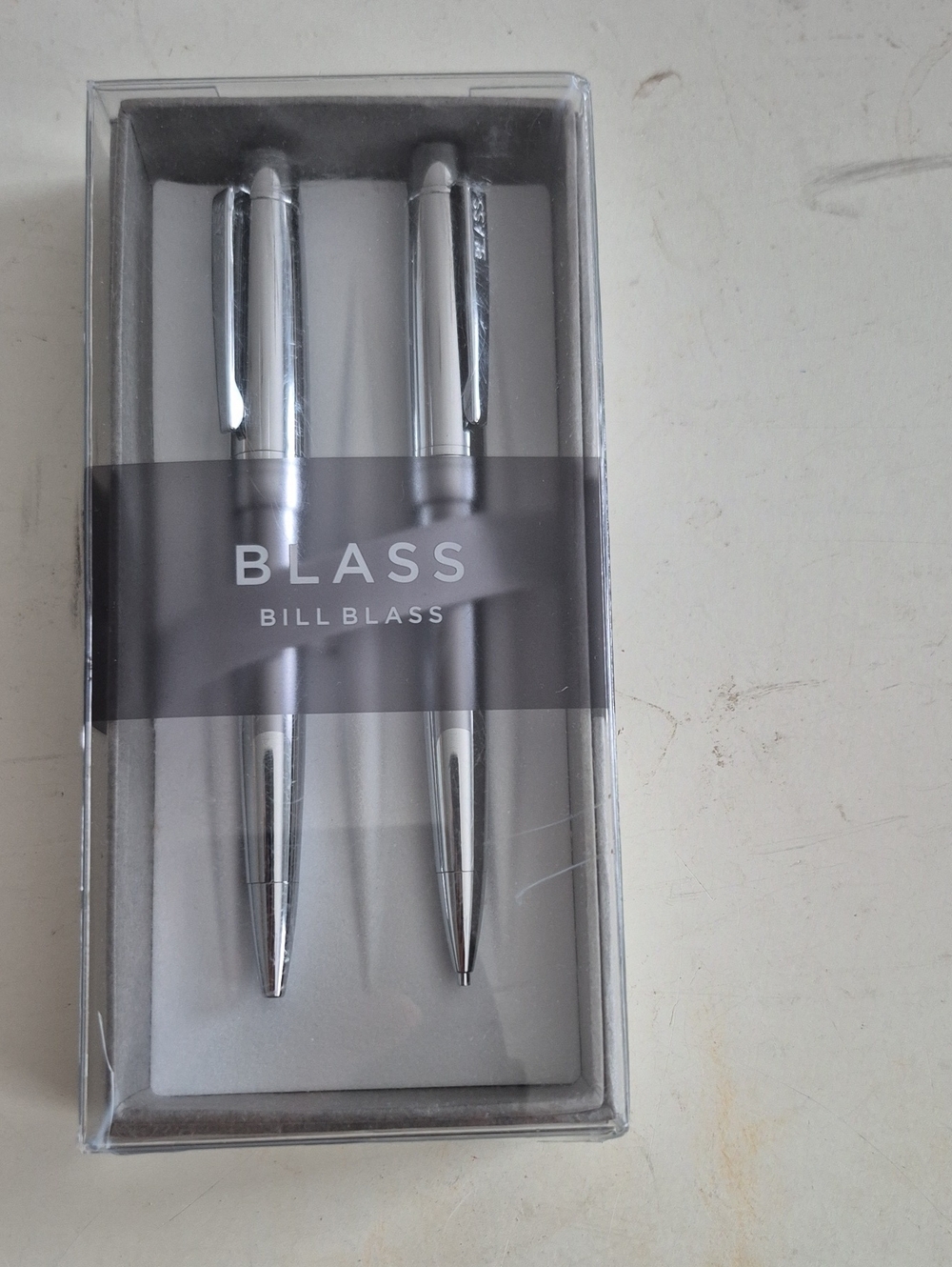 Bill Blass Silver Ballpoint Pen and Pencil Duo NEW IN PACKAGE